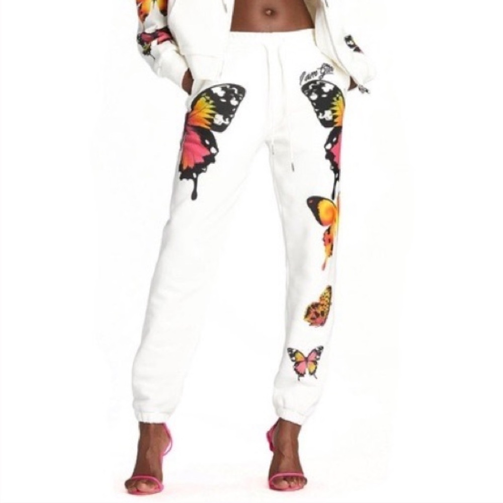 I.AM.JIA - Butterfly Print White Joggers